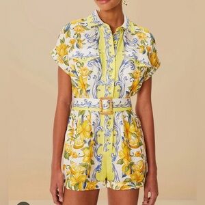 FarmRio Off-White Sicily Scarf Euroflax™ Premium Linen Romper